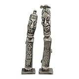  BKP Paar Humor Jangseung Zinn Sammler Figuren Korean Folk Guardian Symbol Silber