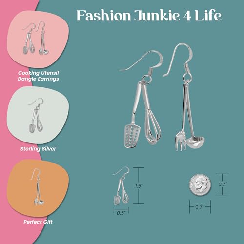 Sterling Silver Kitchen Cooking Utensil Dangle Earrings with French Ear Wires2