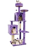 TSCOMON 58.5inch Large Cat Tree Tower Condo for Indoor Cats, Soft Plush Multi-Level Climbing Tree Cat House, Scratching Post, More Entrance/Exit, Sisal Rope, Violet Purple