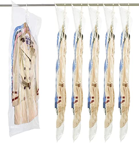 Elebac 6 Long Hanging Vacuum Storage Bags for Clothes, Vacuum