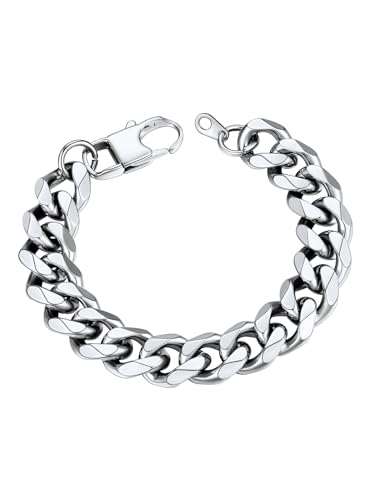 U7 Cuban Link Chain Bracelets, Mens Stainless Steel Wrist Bracelet 7.4 In