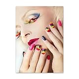 WSJIJY Leinwanddruck Bunte Nailart Mode Leinwand Malerei 