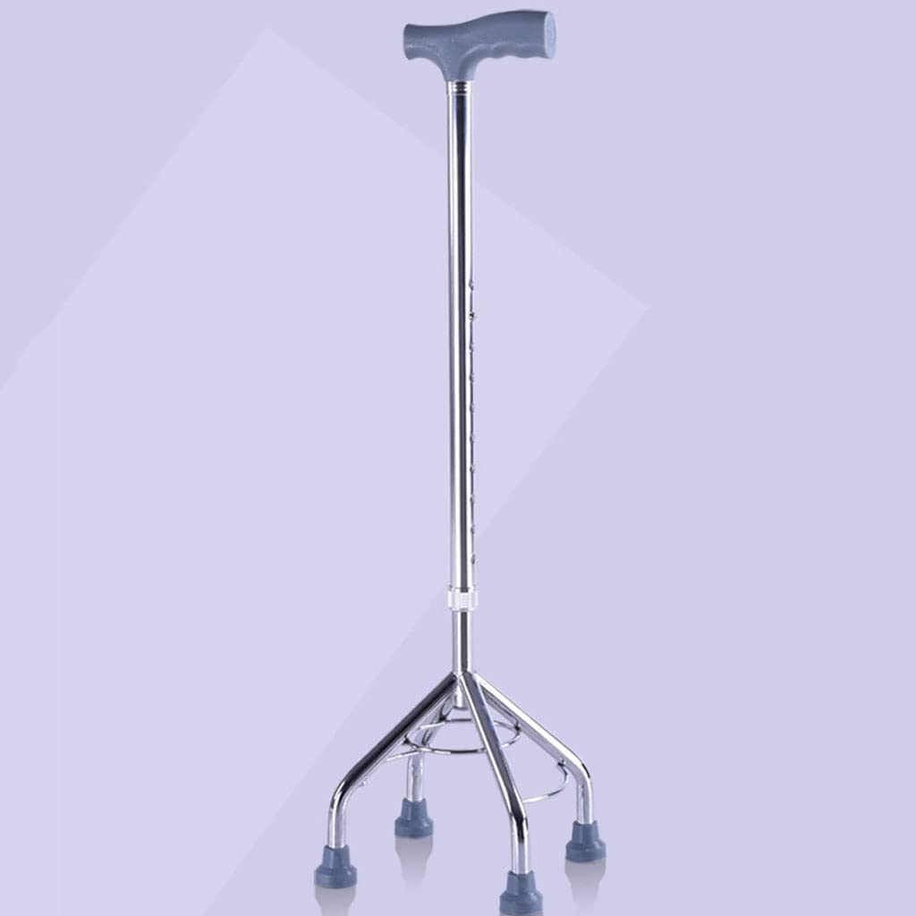 Bastón de Cuatro Patas, Bastón de Cuatro Patas for Ancianos, bastón Tres, telescópico, aleación Aluminio, Antideslizante, Andador, muletas rehabilitación