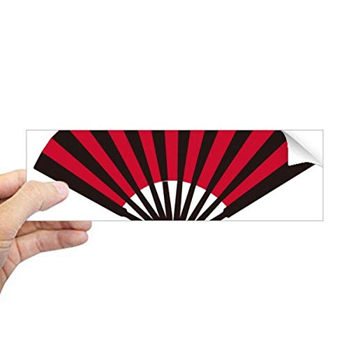 Abanico japonés diseño rojo y negro en adhesivo rectangular resistente DIYthinker 2