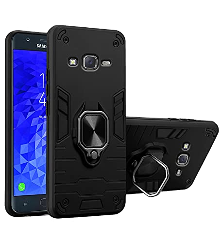 Image of Pikkme D5 Tough Armor Bumper Back Cover Case for Samsung Galaxy J7,Samsung Galaxy J7 Nxt |Ring Holder & Kickstand in-Built (Black)