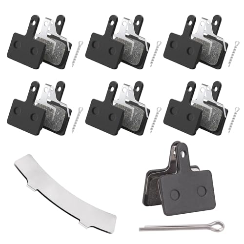 Image of 6 Pairs Bike Brake Pads, Disc Brake Pads And Spring, Bicycle Brake Pads With Rotor Adjuster, Replaceable Road Bike Brake Pads, Brake Spacer for Shimano M515, C501, M415, M510, M375 (Black)