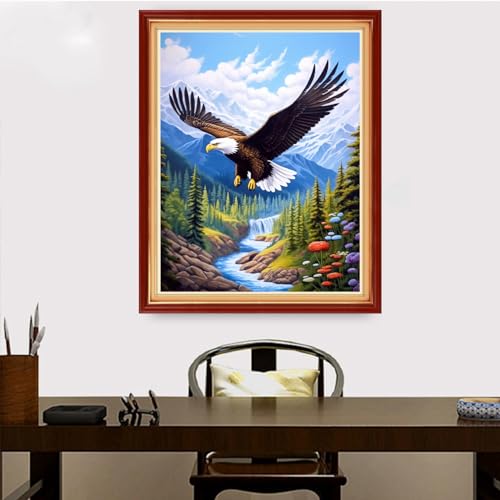 Image of Redxing Stamped Cross Stitch Kits Embroidery kit for Beginners Adults Full Range of Embroidery Patterns Starter Kits DIY Printed Cross Stitch Kits Needlepoint Kits 11CT-Eagles Soaring 16x20 inch