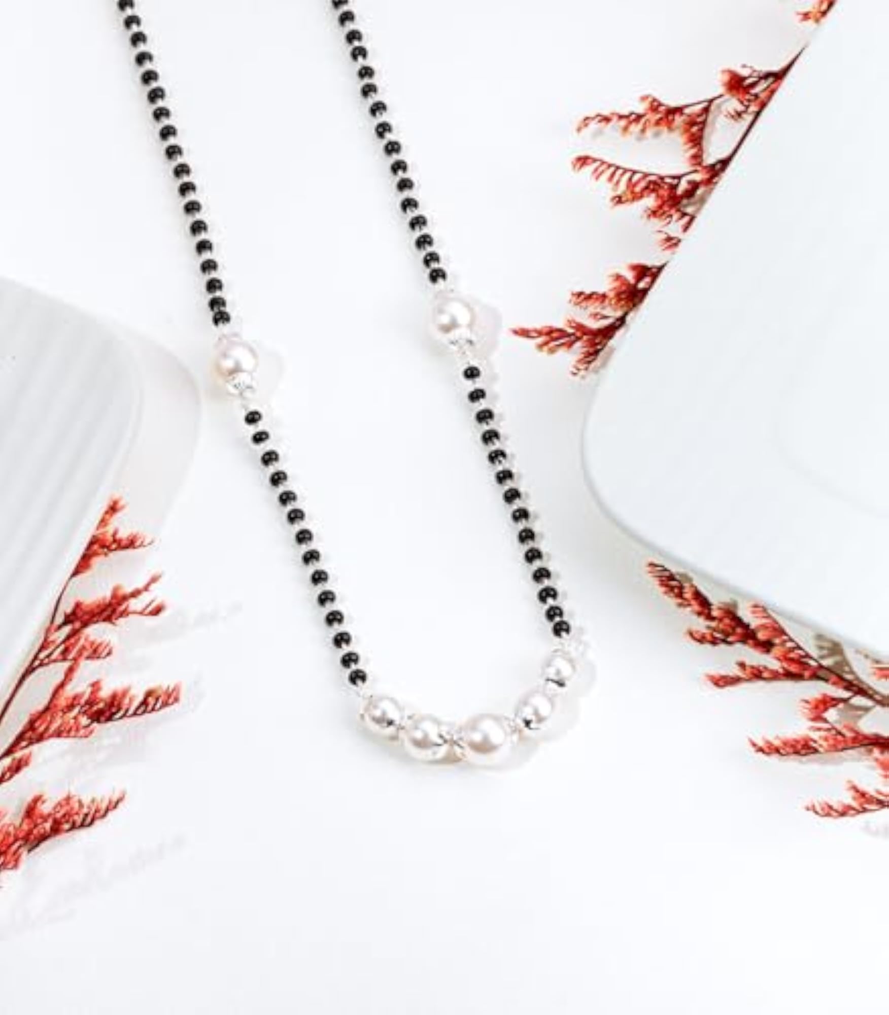 Women's 925 Sterling Silver Five-Pearl Mangalsutra