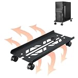 Hniuyun Metal Computer Tower Stand, Adjustable Width 20-26cm, Heavy-Duty PC Stand with 4 Caster Wheels, Fits Most Towers, Black
