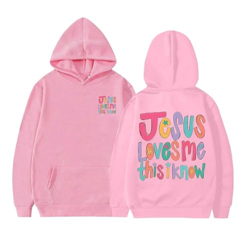 Jesus Loves Me This I Know Hoodies for Teen Girls Trendy Youth Long Sleeve Sweatshirts Tween Tops Preppy Clothes 01 Pink 2-3 Years