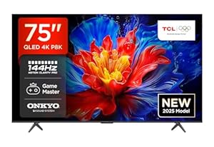 TCL 75P8K-UK 75" 4K 144Hz Gaming QLED Onkyo 2.1 Dolby Atmos Google TV with Dolby Vision & HDR 10+