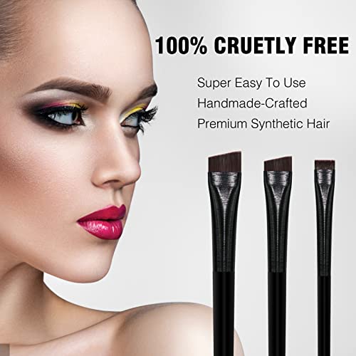 Eyeliner Brush Brow Tint Brushes Eyebrow Brushes Set Fine Angled Point Banidy Angled Slanted Eyebrow Tinting Brushes Ultra Thin Flat Eyeliner Makeup Brush Premium Angled Eyebrow Brush Precision Gel Professional Eye Brow Brush Soft Synthetic Hairs For Beauty Cosmetic Tool 3-Pack #TOP4