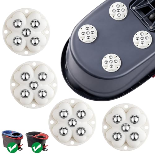 4 PCS Caster Wheels 360 Rollers Compatible with Ocedar Mop Bucket Stainless Steel Self Adhesive Rollers for Mop Bucket Kitchen Small Appliances Trash Can White