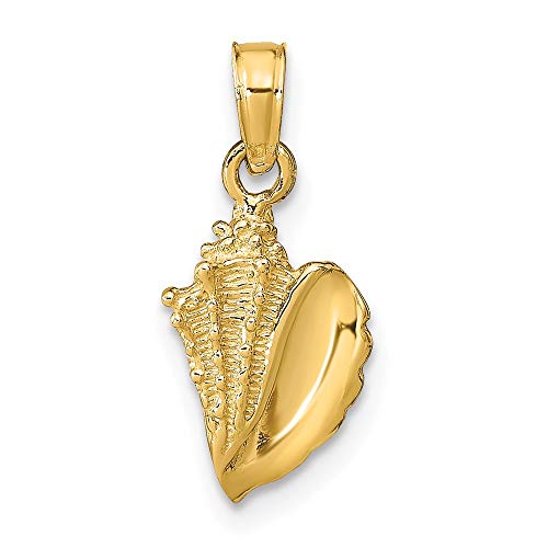 14k Yellow Gold Conch Sea Shell Mermaid Nautical Jewelry Pendant Charm Necklace Seashore Seashell Fine Jewelry For Women Gifts For Her
