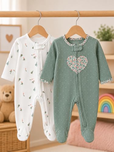 Image of TuddyBuddy Baby Girl's Cotton Printed Full Sleeves Sleepsuit /Footed Rompers for Baby Girl