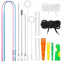 Drawstring Threader Tool Set, Stainless Steel Sewing Loop Turner Hooks with Latch, Flexible Drawstring Threader, Easy Rope Threader Clips for Jackets Coats Pants Hoodies Sweaters