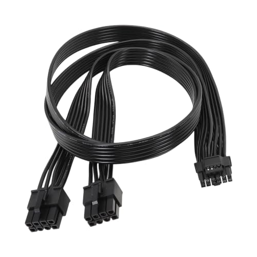 Image of 2x8P To12VHPWR Cable for Type 3 4 Modular Power, Black 0.6M | 16AWG Wire, Flat Cable Profile, Latching Connector, Internal Cable Routing for a Desktop Computer Power Link