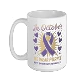 In October We Wear Purple Rett Syndrome Awareness Ceramic Mug, White, 15oz