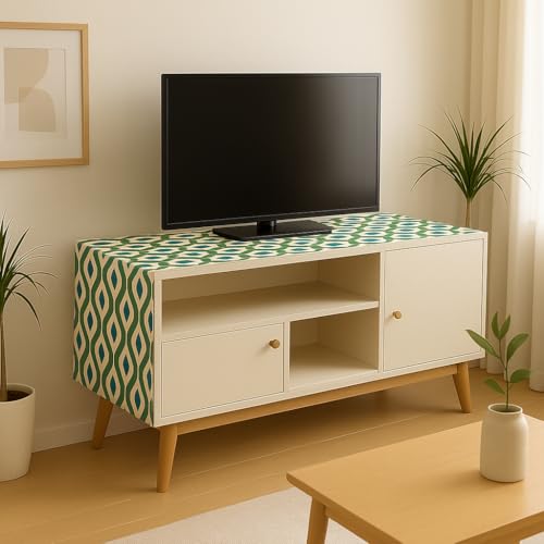 WWW.THROWPILLOW.IN Azure Ikat Print TV Unit Runner For centre Table -13x54 Inches |Fits 3.5 Feet Coffee Table,Living Room Table,Accent Table, Sofa Table, Entry Console, Console Table, Entrance Cabinet