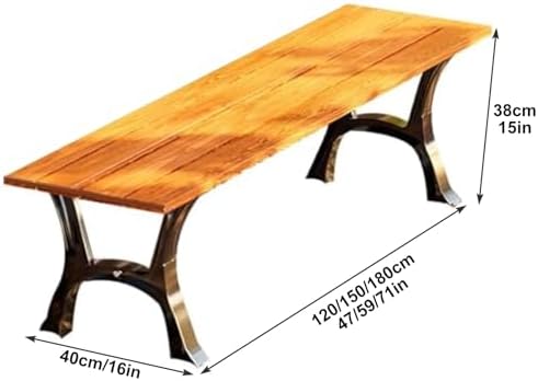 Weatherproof Outdoor Bench, 71in Backless Garden Seating, Durable Wood & Cast Aluminum for Patio, Yard, Balcony, Park - Easy to Install, Brown Finish