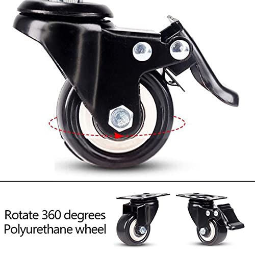 4 Pezzi Ruote per Mobili M6 da 25 mm, Girevole a 360°, 2 Con Freno + 2 Senza Freno, Capacità di Carico 15 kg, Piroettanti Con Perno per Carrello e Tavolo