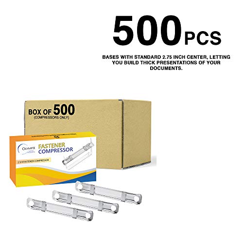 OLYMPX 500 Pcs of Prong Paper Fastener Compressors for Standard 2-Hole Punch, Works with 1 Inch - 3.5 Inch Capacity, 2.75 Inch Center for Paper Fastener Prong Bases, Bulk-Packed