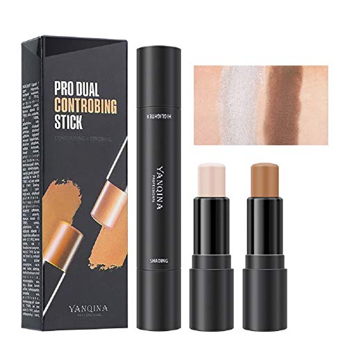 MEICOLY Highlight Contour Stick Double Head Facial Repair Bronzer Concealer 3D Wonder Stick 2 in 1 Body Makeup Shading Stick Foundation Cream Pen,01