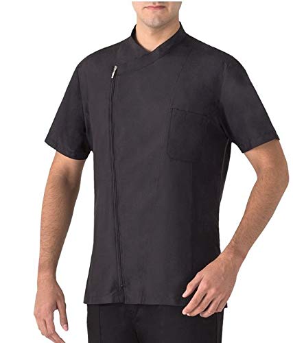 GIBLOR'S Casacca Maurizio Uso Professionale, con Zip, Nera, Manica Corta