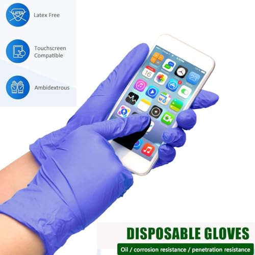 Image of adbeni Nitrile Gloves | Disposable & Powder Free | Premium | for Food Handling, Lab Work, Medical Examination, Kitchen, Cleaning, Cooking, Salon, Spa, Gardening, Industrial, Travel & Grooming