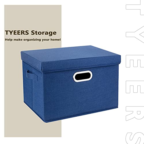 TYEERS Collapsible Storage Bins With Lids, Large Fabric Storage Boxes - 2 Pack - Classic Blue by TYEERS - Used condition - Image 7