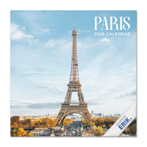 Grupo Erik - Calendrier 2026 Mural Paris - Calendrier Mural 2026 Mensuel │ Idee Cadeau : Calendriers Muraux │ De Janvier à Décembre : Espace pour notes et Illustrations décoratives (30x60 cm)