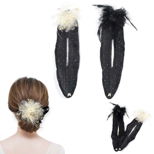 2 peças para fazer coque de cabelo, flor francesa hábil para fazer coque, grampo de cabelo com bola,
