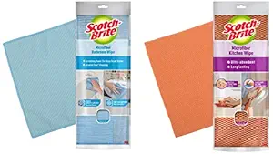 Scotch-Brite Microfiber Kitchen Wipe (Orange) & Scotch-Brite Microfiber Bathroom Wipe (Blue)