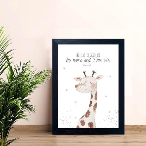 Framed Nursery Bible Verse Animal Canvas Wall Art Funny Cute Safari Animals Christian Painting Wall Decor Lions Elephant Giraffe Zebra Poster Print Artwork for Boys and Girls Home Decoration by sixll - Used condition - Image 2