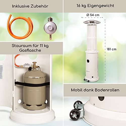 Blumfeldt Heizpilz Gas für Terrasse, Garten & Balkon, Terrassenheizer mit 360°Flammen- Blick, Outdoor- Gasheizstrahler, Terrassen- Heizer mit Elektrischer Zündung, Gas- Heizstrahler mit Bodenrollen-6