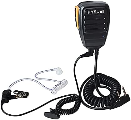 HYSHIKRA Walkie Talkie Handheld Speaker Mic Shoulder Microphone Compatible with BaoFeng UV-5R 5RA 5RB 5RC 5RD 5RE 5REPLUS 3R+ 2 Way Radio(with 3.5mm Earpiece)