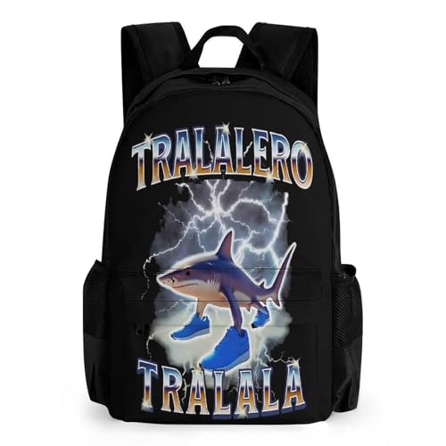 Tralalero-Tralala Merch Backpack With Pocket Italian-Brainrot Meme Travel Backpack 42x30.5cm