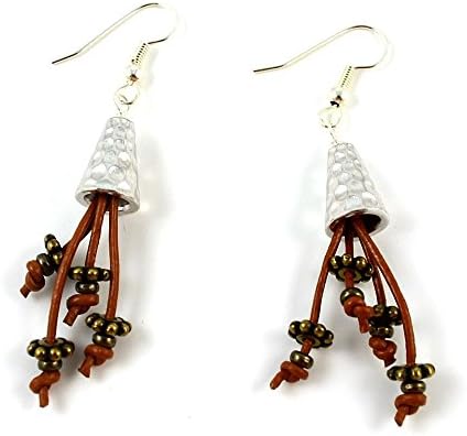 Silver Cone Leather Earring