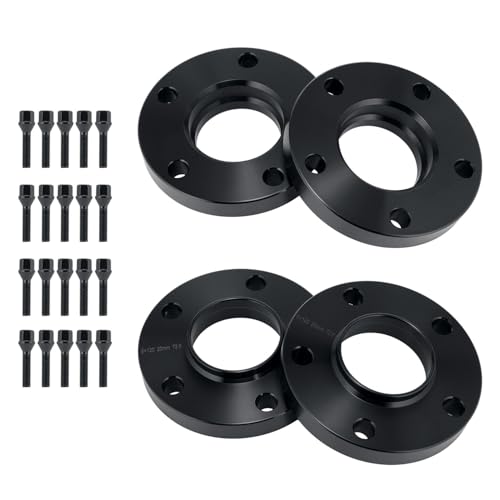 GEARMONSTER 4x Spurverbreiterungen 15mm & 20mm Spurverbreiterung LK:5x120mm NLB:72.6mm mit 20 Stück Radschrauben M12x1.5mm 40/45mm für BMW 3er