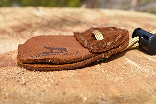 Standing Wolf Traditional Moose Leather Finger Tab For Archery | Traditional Style Archery Tab Finger Protector (3 Under) | Handmade Archery Tabs For Hunting & Target Practice (Right Hand) #TOP3