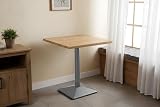 SAM Bistrotisch Joan | 70 x 70 cm eckig | Holz | Farbe: Eiche | Gerade Kante | silbernes eckiges S&auml;ulengestell aus Metall | S&auml;ulentisch/Esstisch f&uuml;r K&uuml;che, Caf&eacute; & Essbereich