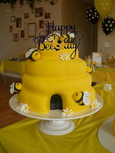 JeVenis Happy Bee Day Cake Topper Bee Cake Topper Bumble Bee Cake DecorationBumble Bee Themed Birthday Party Decorations