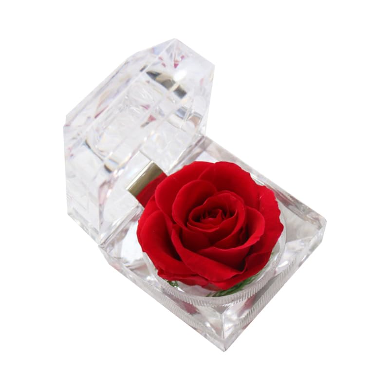Warmhm Rose Éternelle Préservée Rouge Fleur Jamais Fanée avec Boîte à Dragées Présent Romantique pour Anniversaire Saint-Valentin Mariage Décoration...