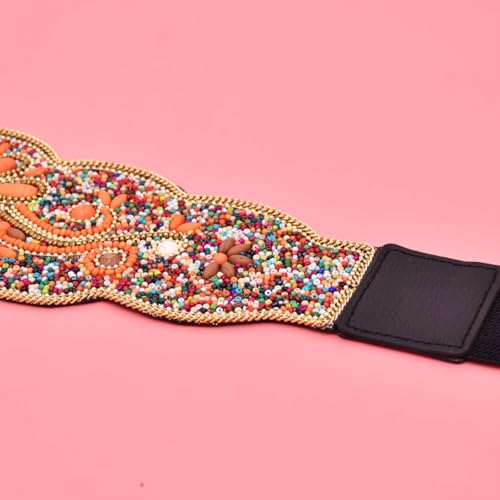 Corset Waist Belt Women's Sparkly Belt Stretchy Waist Cincher Belt Wide Elastic Waist Cincher for Women's Dresses4