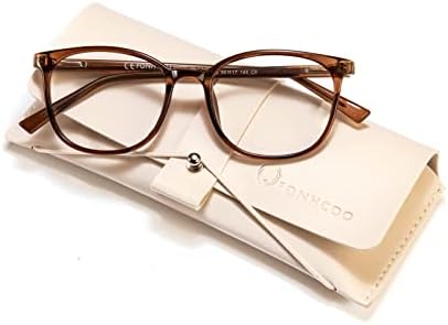 FONHCOO Blue Light Blocking Glasses Fashion Round TR90 Frame Transparent Eyewear Anti UV Blu-Ray Computer Glasses for Women Men