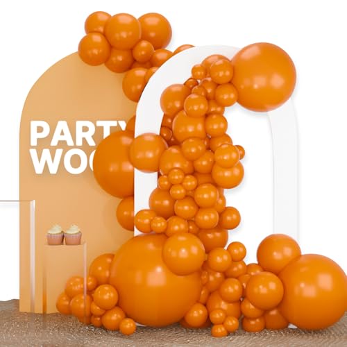 PartyWoo Burnt Orange Balloons 100pcs Different Sizes of 36 18 12 10 5 Inch Terracotta Rust Fall Color Autumn Boho Balloon Arch Kit Garland for Thanksgiving Halloween Fall Party Decorations Orange-F53