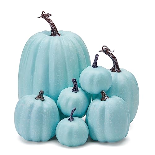 7pcsartificialpumpkinsofallstyleshalloweendecorationruralstylefarmhousefoampumpkinharvestseasonthanksgivingdayissuitablefortabletophousediningtablepartydecorationlightblue Urban Country Home Decor 7pcs artificial pumpkins of all styles halloween decoration rural style farmhouse foam pumpkin harvest season thanksgiving day is suitable for table top house dining table party decoration light blue urban country home decor