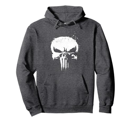 Marvel The Punisher White Ink Splatter Skull Logo...