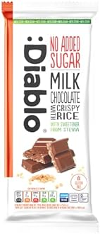 Diablo No Added Sugar Chocolate Bar – Milk Chocolate with Crispy Rice, Sweetened with Stevia, Gluten Free, Ideal for Any Occasion, Birthdays, Valentines, or Gift Hampers, 75g (Pack of 1)