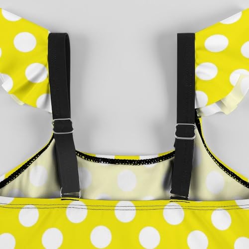 Image of Girls One Piece Swimsuit Polka Dots Ruffles Swimwear Bathing Suits 3-12 Years